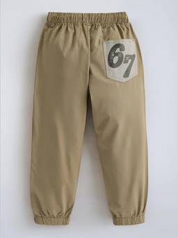 Hopscotch - Beige Cotton Solid/Plain Jogger