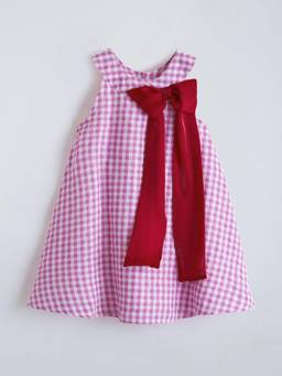 Hopscotch - Pink Cotton Checks Casual Dress