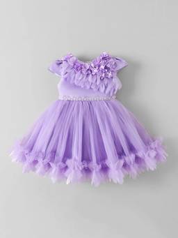 Hopscotch - Purple Polyester Blend Embellished/Sequined Party Dress