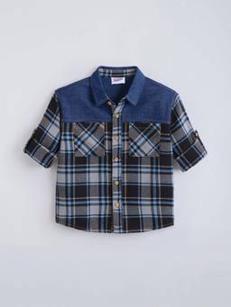 Hopscotch - Blue Cotton Printed Shirt