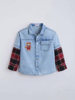 Hopscotch - Blue Cotton Printed Shirt