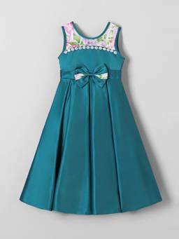 Hopscotch - Teal Polyester Blend Solid/Plain Gown