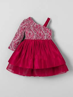 Hopscotch - Red Polyester Blend Embellished/Sequined Party Dress