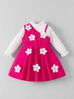 Hopscotch - Pink Polyester Floral Casual Dress With T-shirt