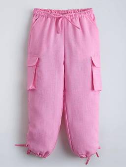Hopscotch - Pink Cotton Solid/Plain Pant