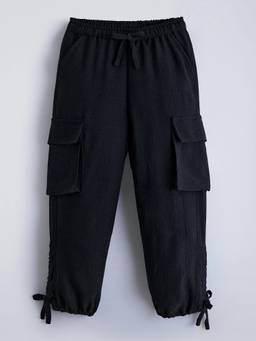Hopscotch - Black Cotton Solid/Plain Pant