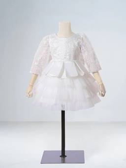 Hopscotch - White Polyester Blend Floral Party Dress