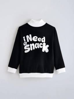 Hopscotch - Black Cotton Typography Sweatshirt With Jogger