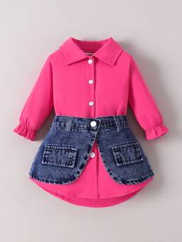 Hopscotch - Pink Polyester Solid/Plain Casual Dress With Waistband