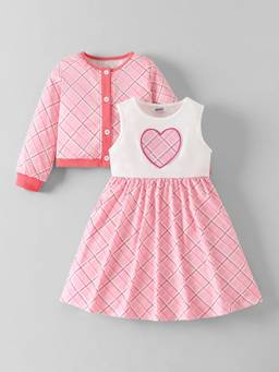 Hopscotch - Pink Polyester Blend Casual Dress With Jacket