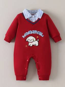 Hopscotch - Red Polyester Blend Solid/Plain Bodysuit