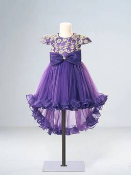 Hopscotch - Purple Polyester Blend Embellished/Sequined Party Dress