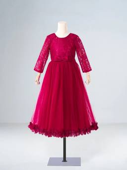 Hopscotch - Red Polyester Blend Floral Gown
