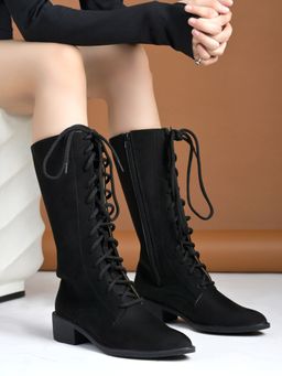 HVNLY by Shoetopia - Girls Black Casual Boots