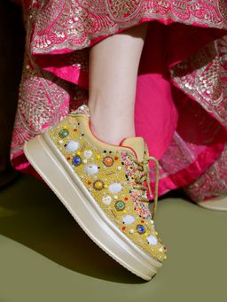 HVNLY by Shoetopia - Girls Gold Sneakers