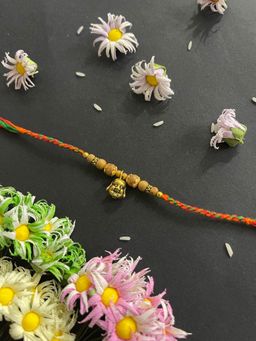 Digital Dress Room - Unique Designer Chandan Rakhi Laughing Buddha Face Thread Rakhi Mauli
