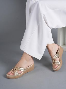 Drop Bold - Women Gold Wedges Heels