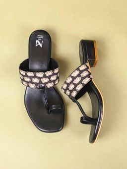 The Madras Trunk - Women Amara Black Block Heels