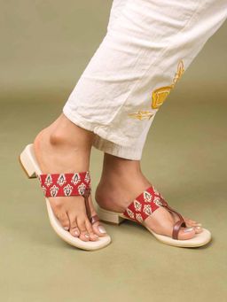The Madras Trunk - Women Amara Red Block Heels