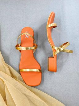 The Madras Trunk - Women Kadal Orange Block Heels