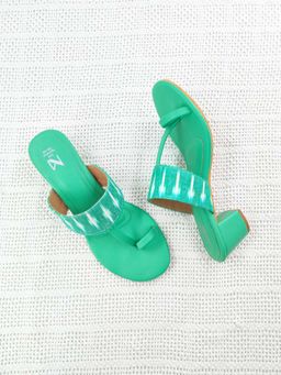 The Madras Trunk - Women Kaya Green Block Heels
