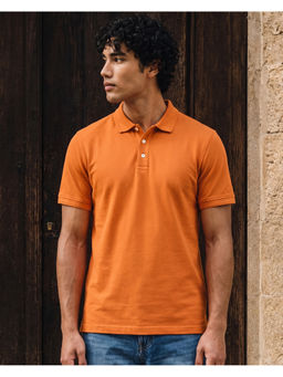 Bewakoof - Men's Orange Mercerized Polo T-Shirt