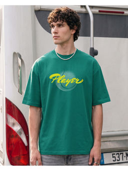 Bewakoof - Men's Aventurine Green Player Oversized T-Shirt