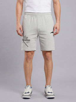 ARDEUR ZEAL IN YOU - Men's White Melange Regular Fit Life Is Short Typography Short
