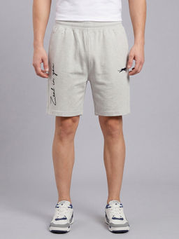 ARDEUR ZEAL IN YOU - Men's White Melange Regular Fit Cursive Branding Typography Short