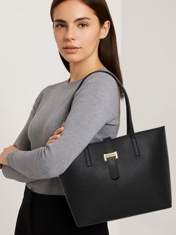 ESBEDA - Black Pu Solid Handbag