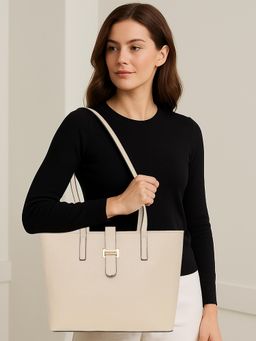 ESBEDA - Cream Pu Solid Handbag