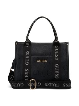 Guess - Black Pu Printed Handbag with Detachable Strap