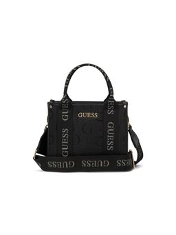 Guess - Black Pu Printed Handbag with Detachable Strap