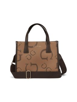 Guess - Brown Pvc Printed Handbag with Detachable Strap