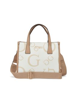 Guess - White Pvc Printed Handbag with Detachable Strap