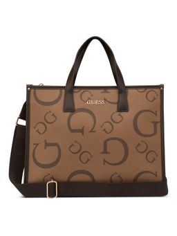 Guess - Brown Pvc Printed Handbag with Detachable Strap