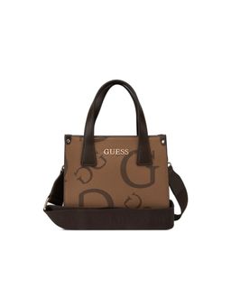 Guess - Brown Pvc Printed Handbag with Detachable Strap