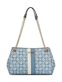 Guess - Blue Pvc Printed Handbag