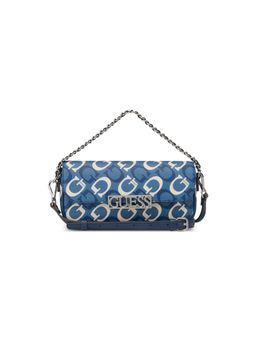 Guess - Blue Pvc Printed Slingbag with Detachable Strap