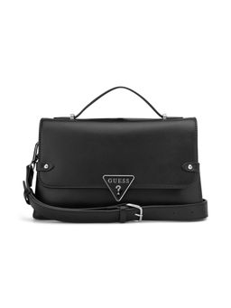 Guess - Black Pvc Solid Slingbag with Detachable Strap