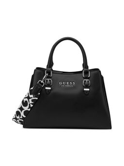 Guess - Black Pu Solid Handbag with Detachable Strap