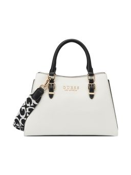Guess - White Pu Solid Handbag with Detachable Strap