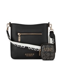 Guess - Black Pu Solid Slingbag with Detachable Strap and Coin Pouch