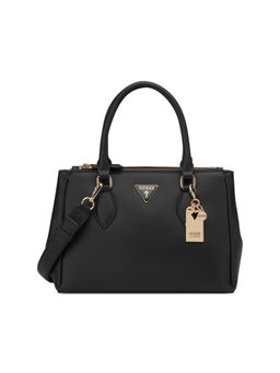 Guess - Black Pu Solid Handbag with Detachable Strap
