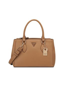 Guess - Brown Pu Solid Handbag with Detachable Strap