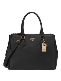 Guess - Black Pu Solid Handbag with Detachable Strap