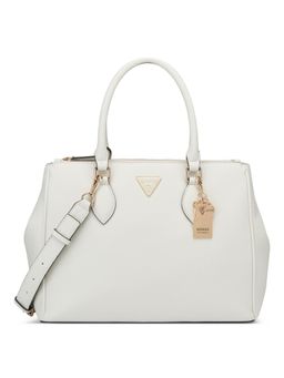 Guess - White Pu Solid Handbag with Detachable Strap