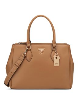Guess - Brown Pu Solid Handbag with Detachable Strap