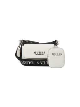 Guess - White Pvc Solid Slingbag with Detachable and Detachable Flap Pouch with Coin Pouch