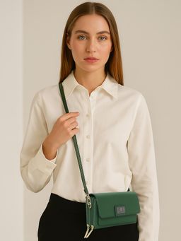 ESBEDA - Green Pu Solid Slingbag with Detachable Strap